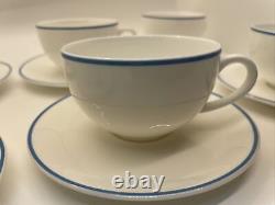 Set Of 6 DIBBERN Demitasse Espresso CUPS with Saucers White With Blue Strip