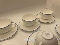 Set Of 6 DIBBERN Demitasse Espresso CUPS with Saucers White With Blue Strip