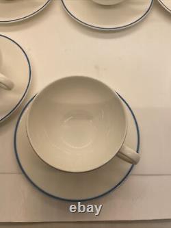 Set Of 6 DIBBERN Demitasse Espresso CUPS with Saucers White With Blue Strip