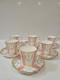 Set Of 6 Pink Antique Wedgwood Demitasse Cup & Saucer 19th C. Turquoise Jeweled