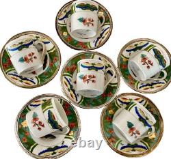 Set Of 6 Raynaud Limoges Demitasse Cups & Saucers Edite Tétard Sterling Rim RARE