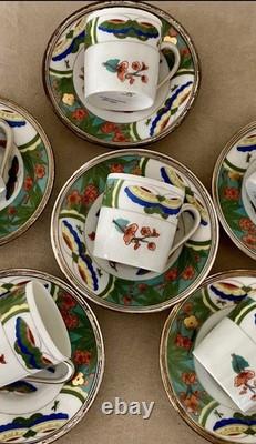 Set Of 6 Raynaud Limoges Demitasse Cups & Saucers Edite Tétard Sterling Rim RARE