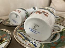 Set Of 6 Raynaud Limoges Demitasse Cups & Saucers Edite Tétard Sterling Rim RARE
