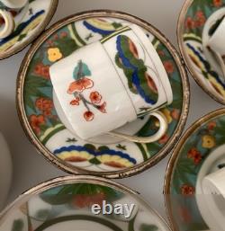 Set Of 6 Raynaud Limoges Demitasse Cups & Saucers Edite Tétard Sterling Rim RARE