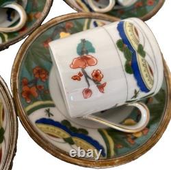 Set Of 6 Raynaud Limoges Demitasse Cups & Saucers Edite Tétard Sterling Rim RARE