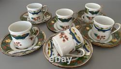 Set Of 6 Raynaud Limoges Demitasse Cups & Saucers Edite Tétard Sterling Rim RARE