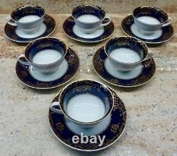 Set Of 6 Rosenthal Classic Rose Demitasse Cups And Saucers Cobalt Blue