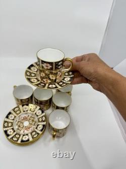 Set Of 6 Royal Crown Derby 2451 Traditional Imari Demitasse Cup & Saucer Exc Cnd Set Of 6 Royal Crown Derby 2451 Traditional Imari Demitasse Cup & Saucer Exc Cnd