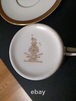 Set Of 6 Royal Gold Demitasse Cup/Saucers Sets By Royal Doulton H4980 IN CASE