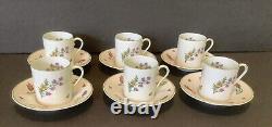 Set Of 6 Royal Limoges Tiffany Garden Floral Demitasse Cups And Saucers