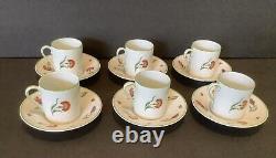 Set Of 6 Royal Limoges Tiffany Garden Floral Demitasse Cups And Saucers