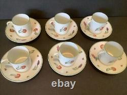 Set Of 6 Royal Limoges Tiffany Garden Floral Demitasse Cups And Saucers