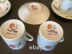 Set Of 6 Royal Limoges Tiffany Garden Floral Demitasse Cups And Saucers