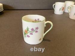 Set Of 6 Royal Limoges Tiffany Garden Floral Demitasse Cups And Saucers