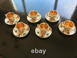 Set Of 6 Vintage Capodimonte Demitasse Cups And Saucers