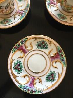 Set Of 6 Vintage Capodimonte Demitasse Cups And Saucers