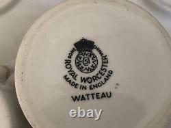 Set Of 6 Vintage Worcester Watteau Pattern Demitasse Cups & Saucers England