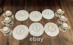 Set Of 6 Vtg CAPODIMONTE Italy Hand Painted Relief Demitasse Cup & Saucer #565