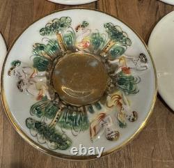 Set Of 6 Vtg CAPODIMONTE Italy Hand Painted Relief Demitasse Cup & Saucer #565