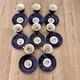 Set Of 8 Ccc Imperial Bohemian Cobalt Blue Demitasse Cups & Saucers Vintage Mint