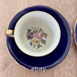 Set Of 8 CCC Imperial Bohemian Cobalt Blue Demitasse Cups & Saucers Vintage Mint