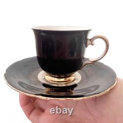 Set Of 8 CCC Imperial Bohemian Cobalt Blue Demitasse Cups & Saucers Vintage Mint