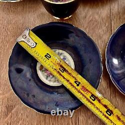 Set Of 8 CCC Imperial Bohemian Cobalt Blue Demitasse Cups & Saucers Vintage Mint