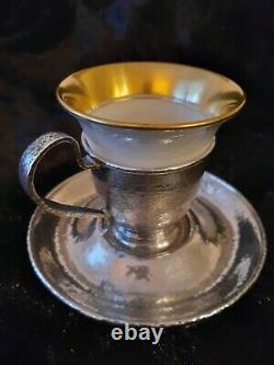 Set Of 8 Gorham Sterling & Lenox Demitasse Cups And Saucers