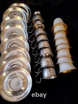 Set Of 8 Gorham Sterling & Lenox Demitasse Cups And Saucers