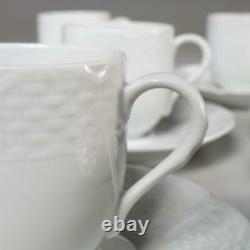 Set Of (8) Raynaud Limoges Osier Flat Demitasse Cups & Saucers