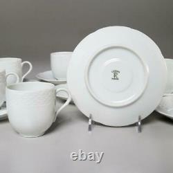 Set Of (8) Raynaud Limoges Osier Flat Demitasse Cups & Saucers