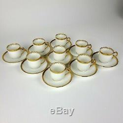 Set Of 9 Haviland Limoges St George Demitasse Cups Saucers Gold Free Shipping