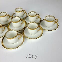 Set Of 9 Haviland Limoges St George Demitasse Cups Saucers Gold Free Shipping