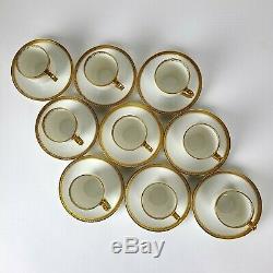 Set Of 9 Haviland Limoges St George Demitasse Cups Saucers Gold Free Shipping