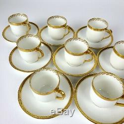 Set Of 9 Haviland Limoges St George Demitasse Cups Saucers Gold Free Shipping