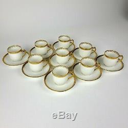 Set Of 9 Haviland Limoges St George Demitasse Cups Saucers Gold Free Shipping