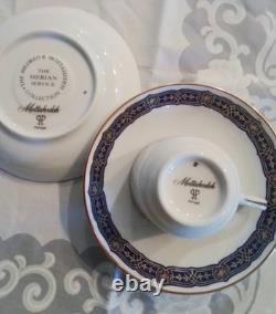 Set Of Four Vintage Mottahedeh The Merian Service Demitasse Cups & Saucers
