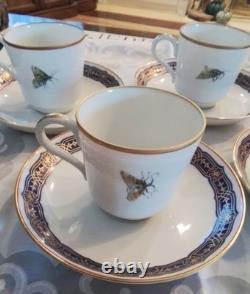 Set Of Four Vintage Mottahedeh The Merian Service Demitasse Cups & Saucers
