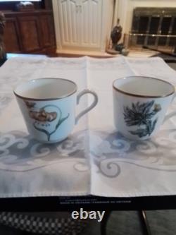 Set Of Four Vintage Mottahedeh The Merian Service Demitasse Cups & Saucers