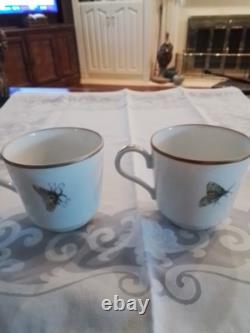 Set Of Four Vintage Mottahedeh The Merian Service Demitasse Cups & Saucers
