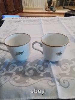 Set Of Four Vintage Mottahedeh The Merian Service Demitasse Cups & Saucers