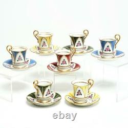 Set Of Seven (7) Limoges France Hand Painted DC Demitasse Cups & Saucers