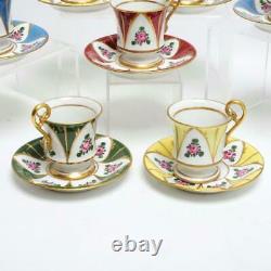 Set Of Seven (7) Limoges France Hand Painted DC Demitasse Cups & Saucers