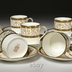Set Of Six (6) Vintage Minton, England, Aragon Demitasse Cups & Saucers