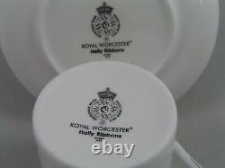 Set Of Six Royal Worcester Holly Ribbons Demitasse Coffee Cups/cans And Saucers