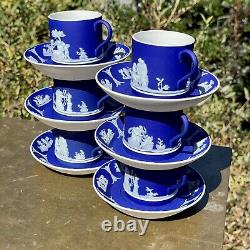 Set Six 1930s Wedgwood Jasper Dip London Demitasse Cups and Saucers