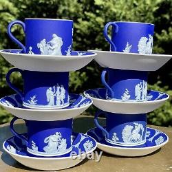 Set Six 1930s Wedgwood Jasper Dip London Demitasse Cups and Saucers