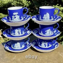 Set Six 1930s Wedgwood Jasper Dip London Demitasse Cups and Saucers