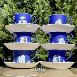 Set Six 1930s Wedgwood Jasper Dip London Demitasse Cups and Saucers