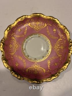 Set of 10 Antique Coronet Limoges France Pink Gold Demitasse Cups And Saucers